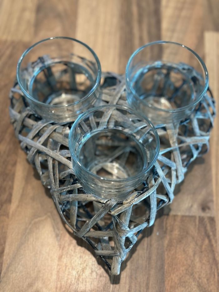 Magnifique photophore coeur en osier - photo numéro 4