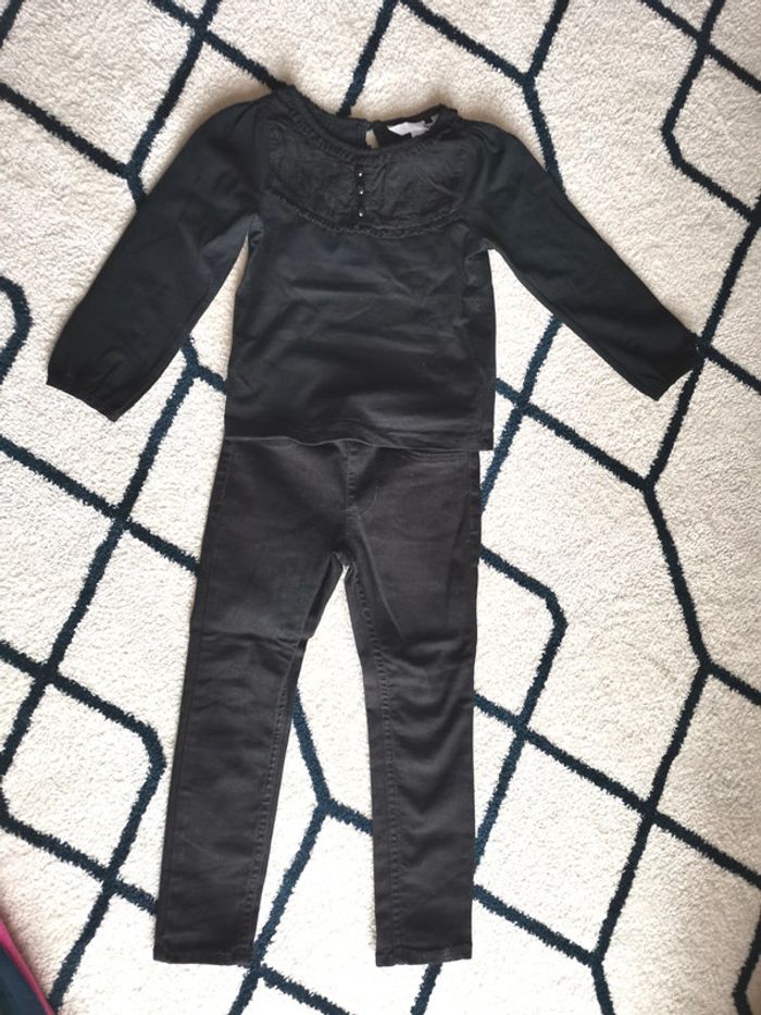 Ensemble pantalon jegging avec blouse manche longue noir