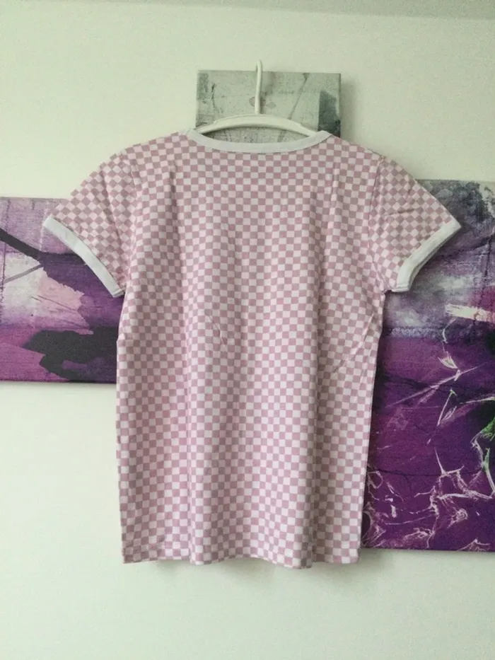 T shirt parme à carreaux taille 16 ans - photo numéro 2
