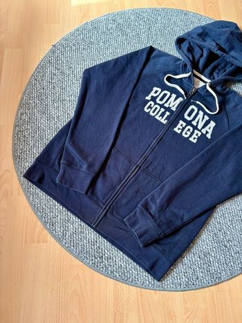 Sweat à capuche zippé Pomona College bleu marine style universitaire