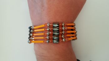 Collier bracelet aimanté hématite magnétique orange Longueur 92 cm