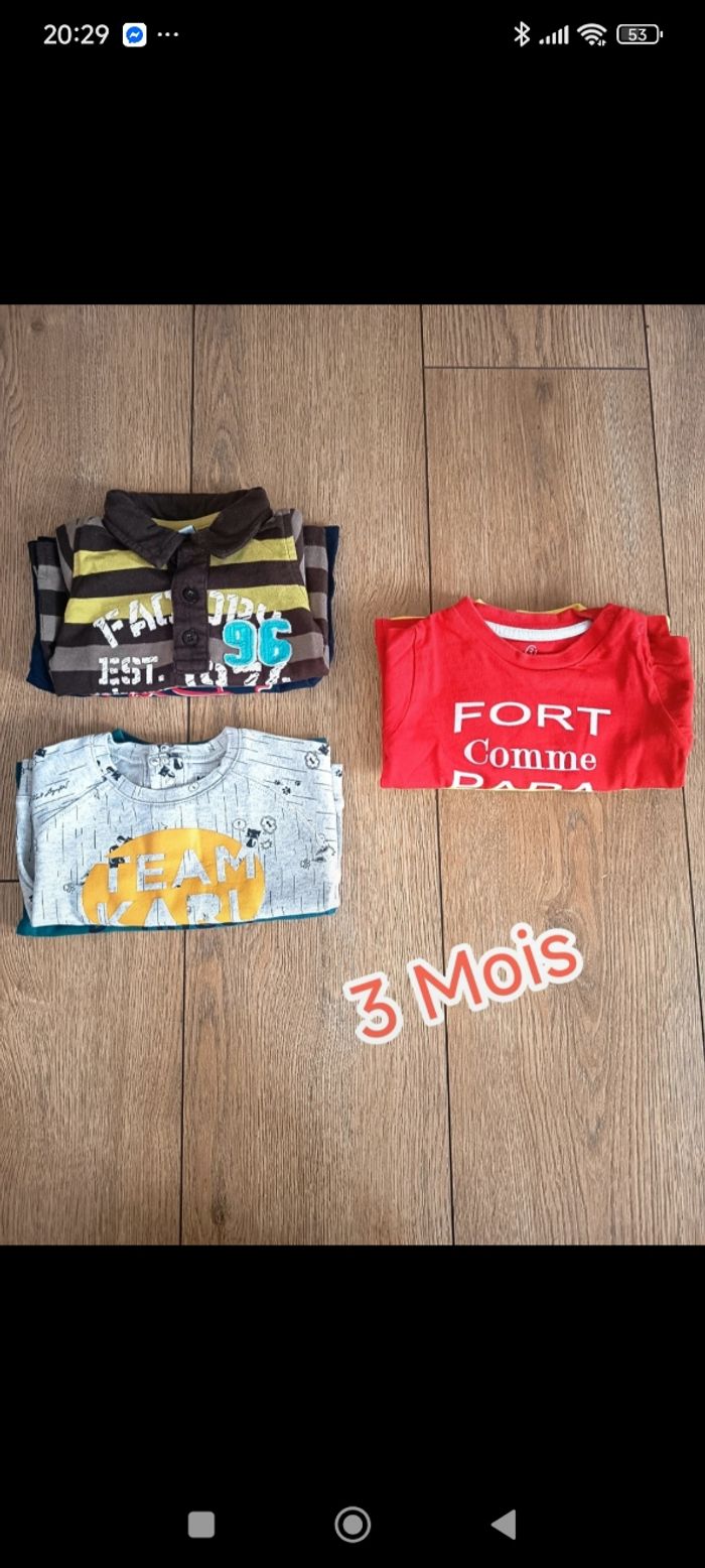 Lot T-shirts manches longues 3 mois