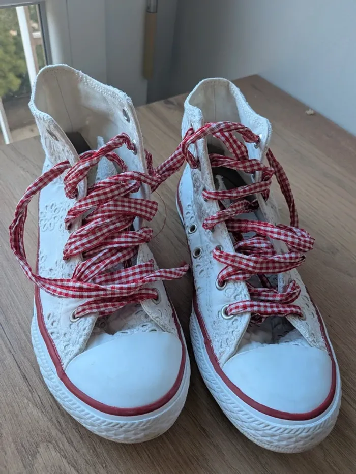Converse broderie anglaise et lacets vichy - photo numéro 3