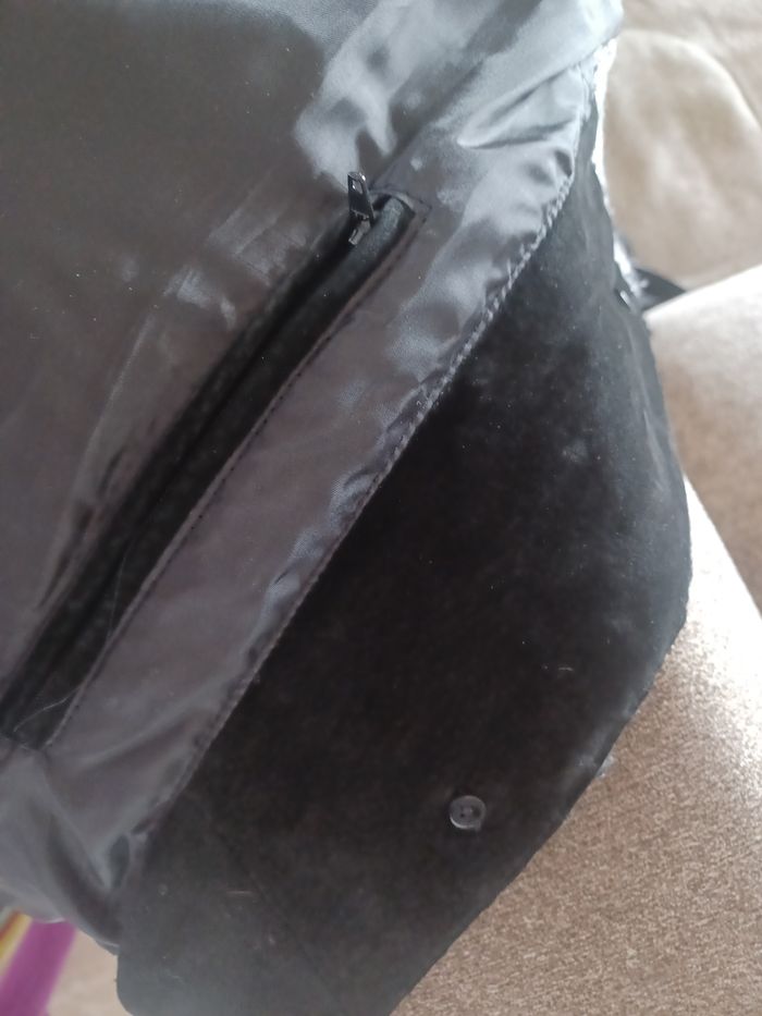 Manteaux long femme hi- buxter  noir gris cuir et polyester 40 très bon état manche laine - photo numéro 8