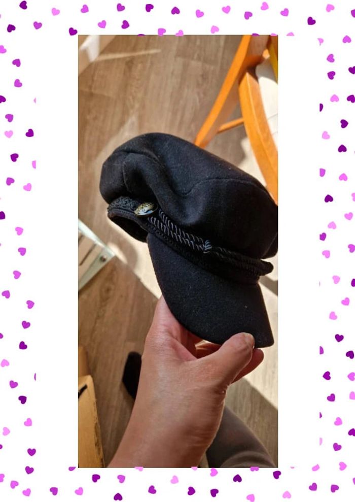 Jolie casquette noire tissu feutrine XS-S