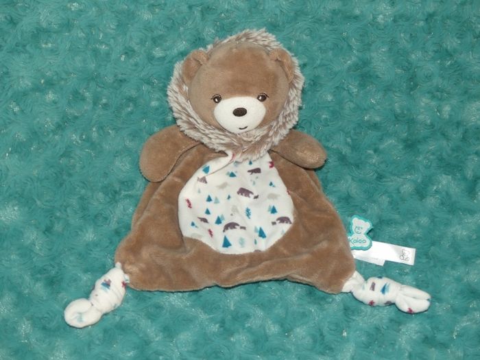 Doudou plat ours Gaston Kaloo marron blanc 🧸tbe