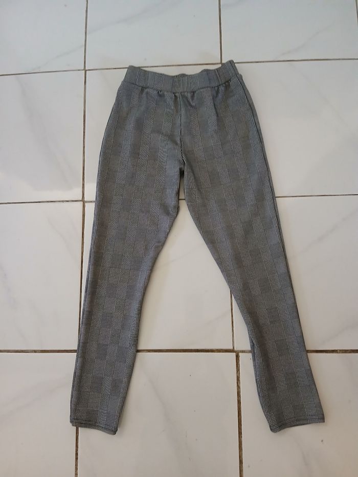 Pantalon fille a carreau couleur gris matiere polyster - photo numéro 2