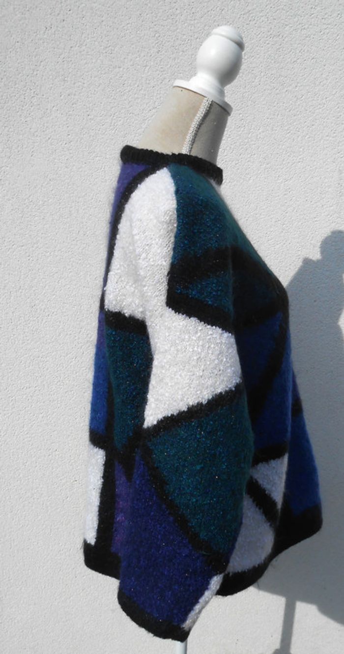 Pull vintage fait main dans un style mondrian - photo numéro 4