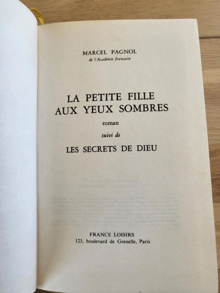 Livre La petite fille aux yeux sombres de Marcel Pagnol édition 1984 - photo numéro 7