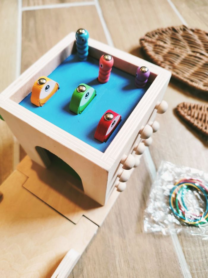 🥕Cube d'éveil multi activités 6 en 1 formes à encastrer pêche à la ligne.. en bois - photo numéro 6