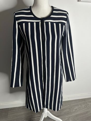 Veste longue à rayures bleue marine et blanche Gérard Darel T36 S