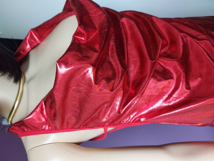 Robe dos nu rouge et argent métallisé, très glamour Taille L 40 - photo numéro 3
