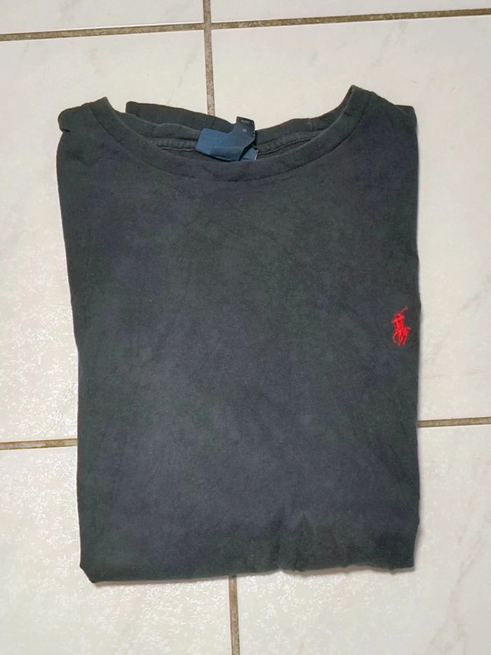 T-shirt noir Ralph Lauren vintage - Logo rouge brodé - Taille M - photo numéro 12