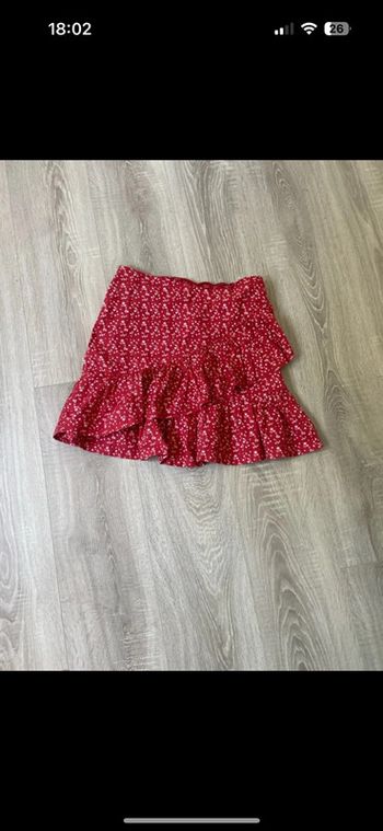 Jupe Tissaia rouge petites fleurs