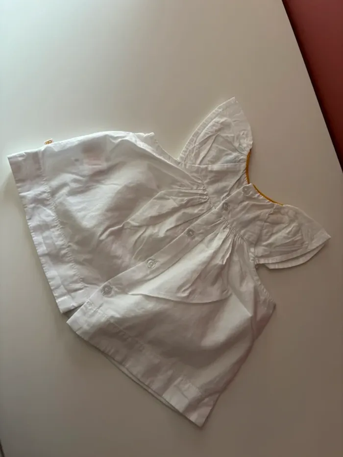 Blouse blanche fleurs Obaïbi 12M/74cm - photo numéro 3