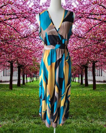 Robe longue multicolore, sans marque, taille M