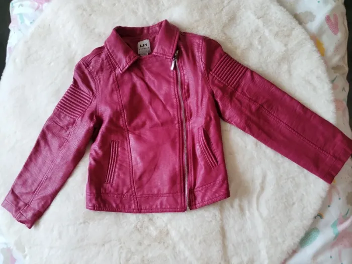 Superbe Blouson Simili Cuir Framboise Fille - Taille 8 ans 💖 - photo numéro 4