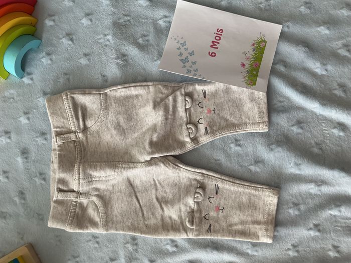 legging gris chiné tête de lapins sur le genoux 6 mois tex - photo numéro 3