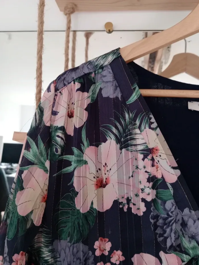 Blouse femme 40 fleurie pastel bleu marine c26 - photo numéro 10