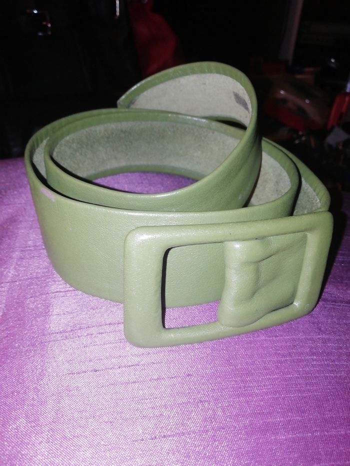 Ceinture cuir peau kaki 85 neuve
