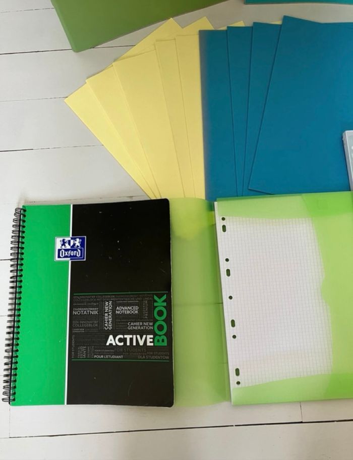 Lot fournitures scolaires professionnelles travail classeur feuilles bristol cahier pochettes - photo numéro 2