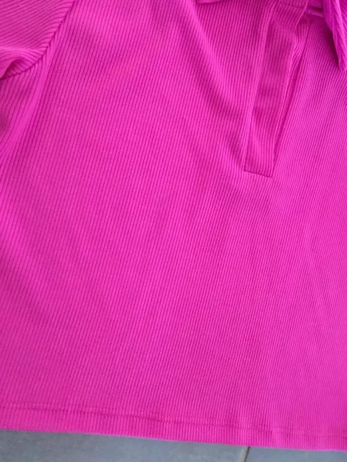 Tee shirt côtelé rose fushia - photo numéro 2