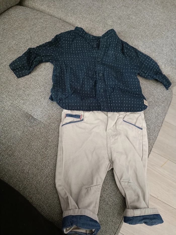 Ensemble 3 mois crème marine