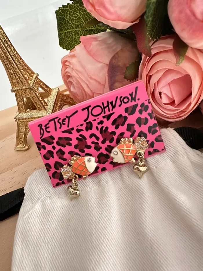 🐟Boucles d’oreilles poisson orange Betsey Johnson - photo numéro 3