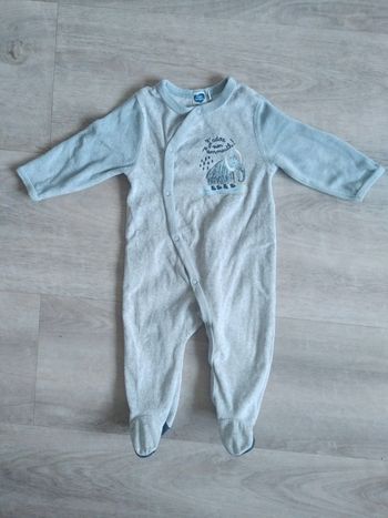 Pyjama velours bleu et gris