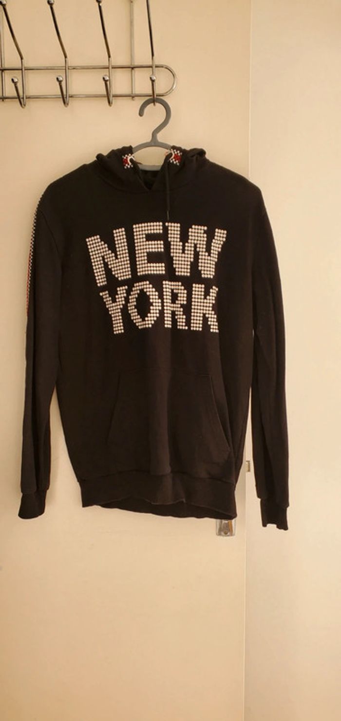 Sweat noir et blanc new york Ado 14/15 ans