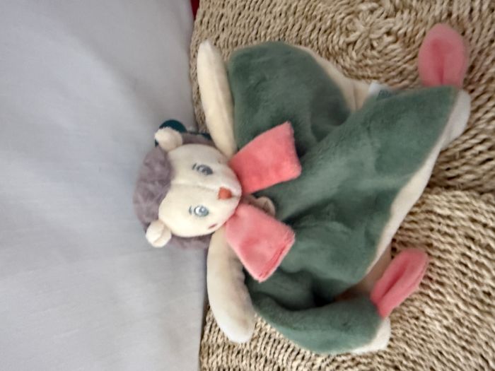 Doudou Plat Hérisson Baby Nat Babynat Vert Beige Rose