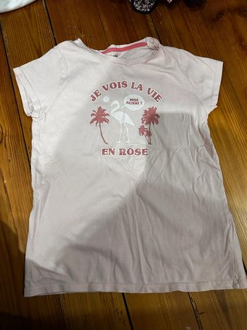 TEE shirt vertbaudet 10a flamant rose