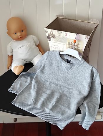 🧒 Pull en coton garçon 4 ans – gris