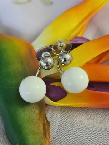 Boucles d oreilles doubles boules, ikita, acier inoxydable