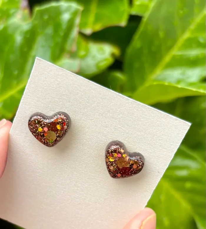 Boucles d’oreilles pailletées marrons - photo numéro 2