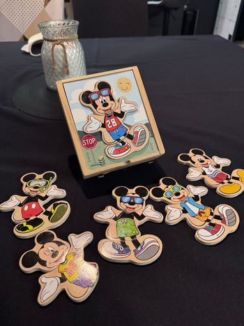 Puzzle bois 3 pièces Mickey à habiller