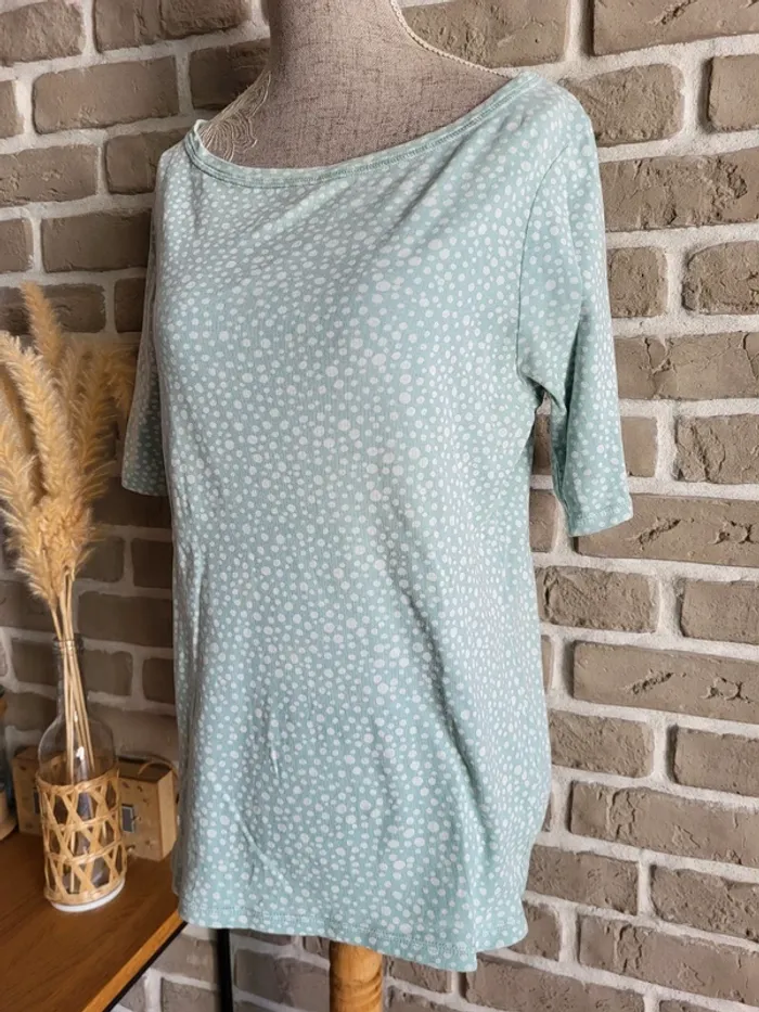 T-shirt en coton vert d'eau imprimé confettis M&S Collection - photo numéro 5