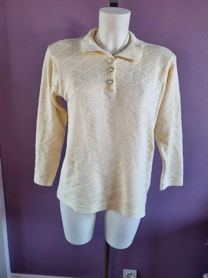 Pull jaune pâle vintage - photo numéro 13