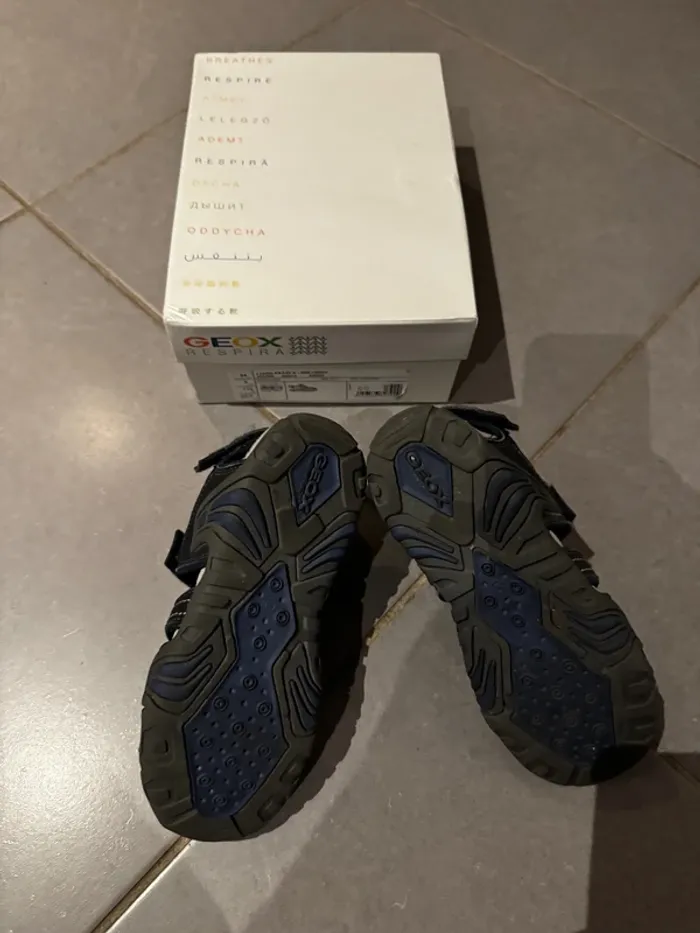 Sandales avec fermeture à scratchs - Geox - Kraze G - Gris & bleu marine - 34 - photo numéro 5