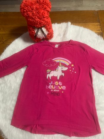 Tee-shirts fushia fille dessin licorne