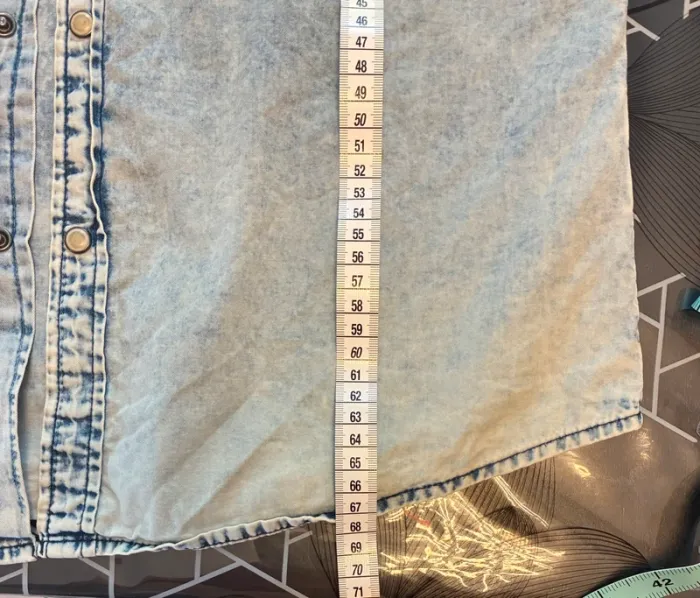 Chemise manche courte couleur jeans - photo numéro 7