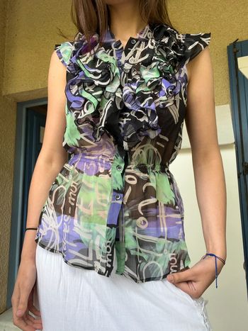 Top froufrous desigual y2k 2000yer bohème champêtre