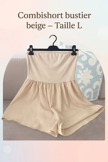 Combishort bustier beige bi-matière Shein - Taille L (40/42)