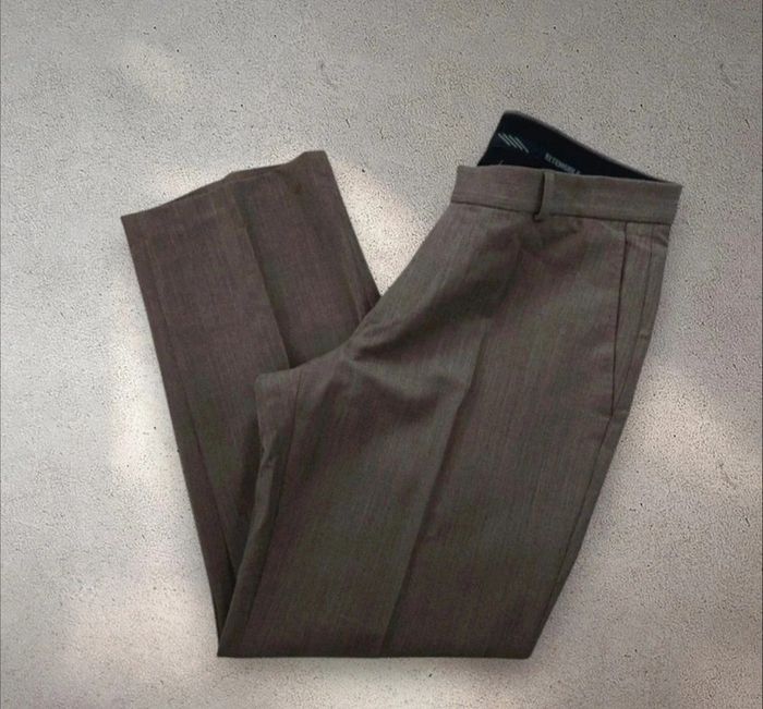 Pantalon de tailleur confortable taille élastique marron beige taille 42
