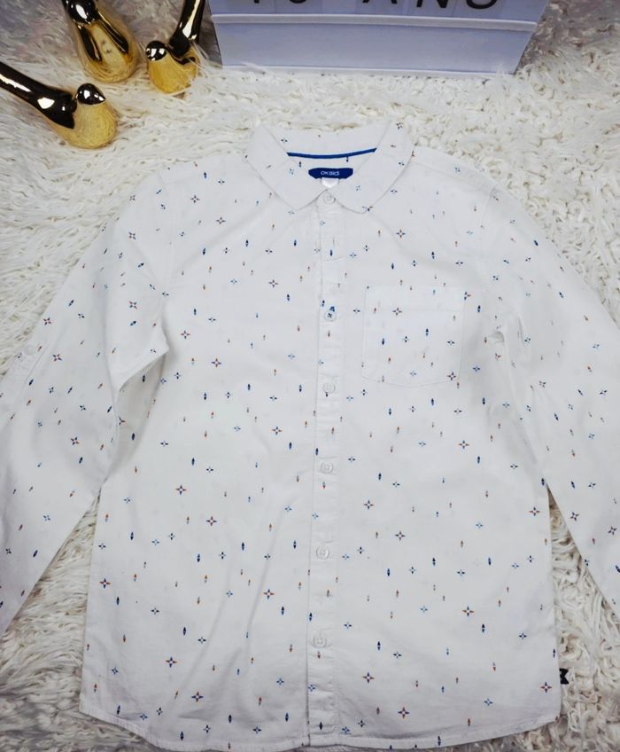 Chemise manches longues blanc à motifs graphiques Garçon taille 10 ans marque Okaidi 🎸 - photo numéro 2