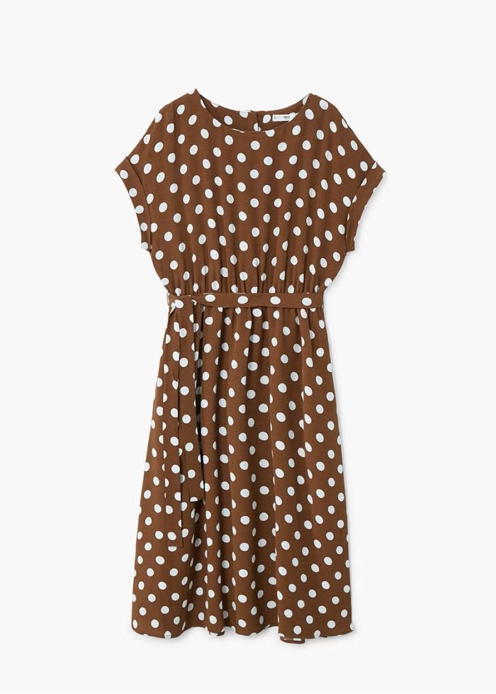 Robe mi longue à pois marron - photo numéro 4