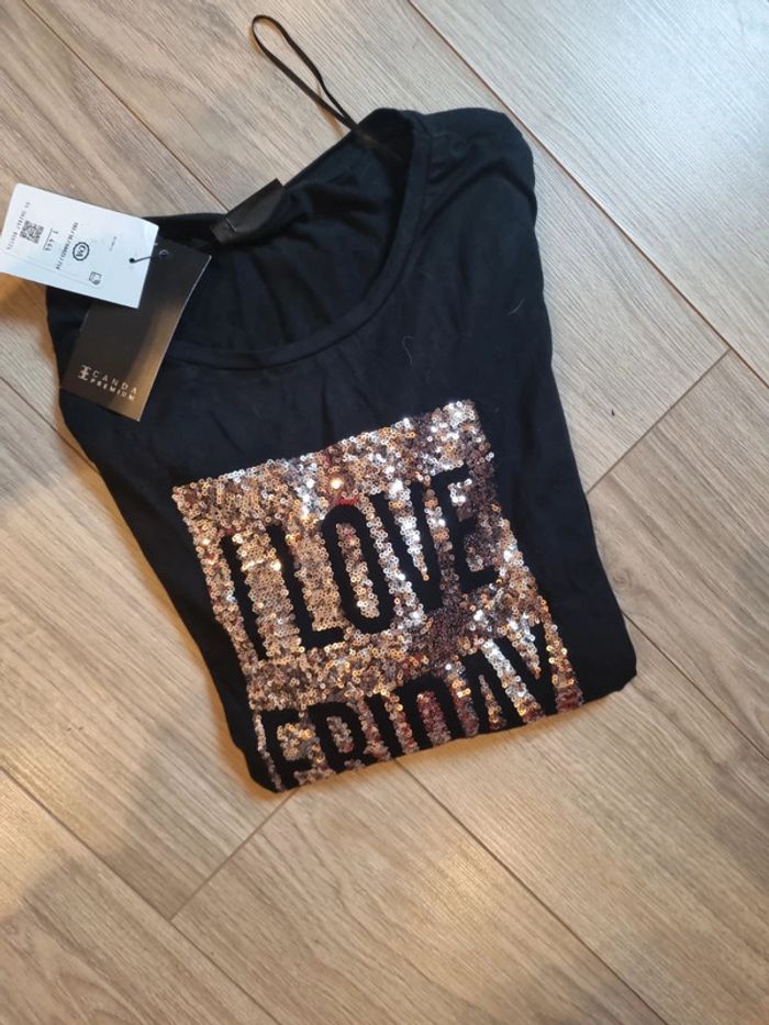T shirt manches longues neuf L 42 44 noir et brillant C&a - photo numéro 5