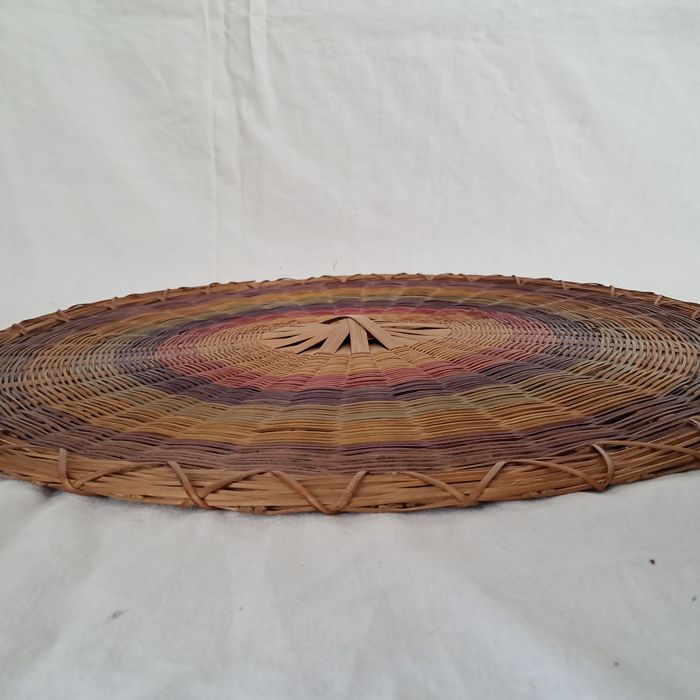 Décoration ronde murale en rotin osier multicolores du Laos - photo numéro 4