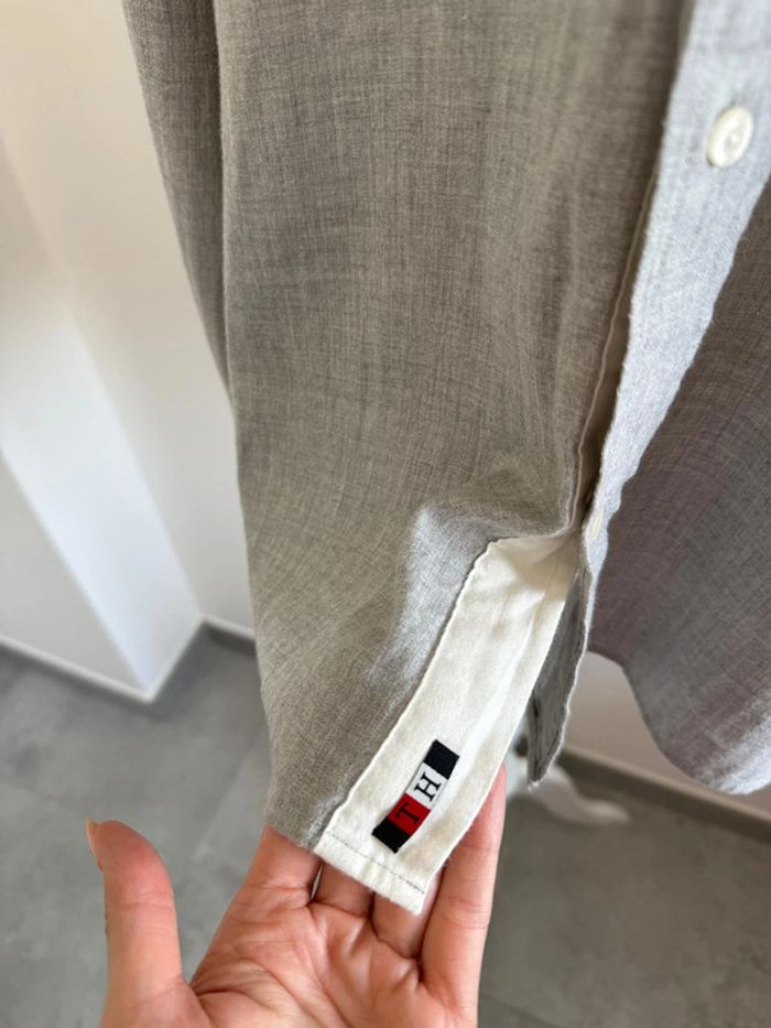 Chemise Tommy Hilfiger homme unie grise coton et cachemire taille XL - photo numéro 7
