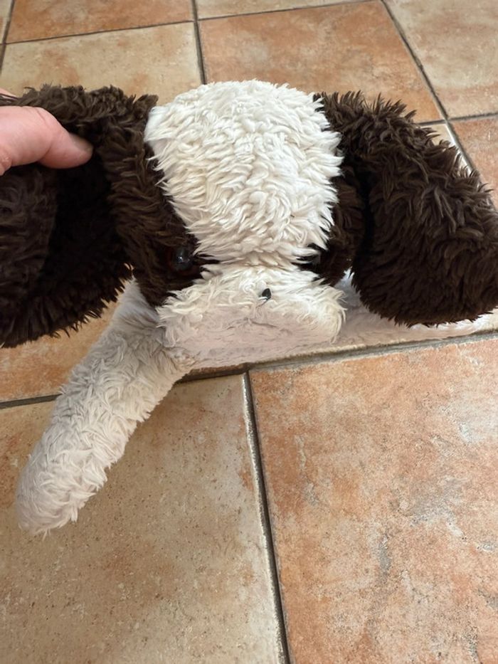 Peluche chien noir et blanc à plat - photo numéro 2